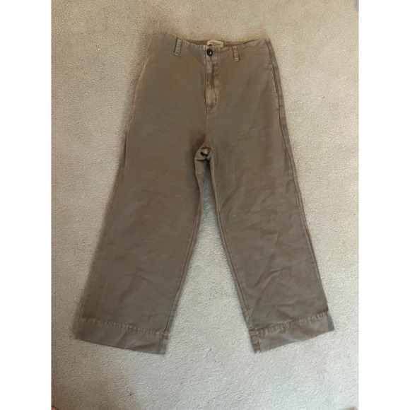 Sundance Women's Birdie Mae Wide Leg Pants Linen Cotton Blend Khaki- Size 8 - Picture 2 of 8